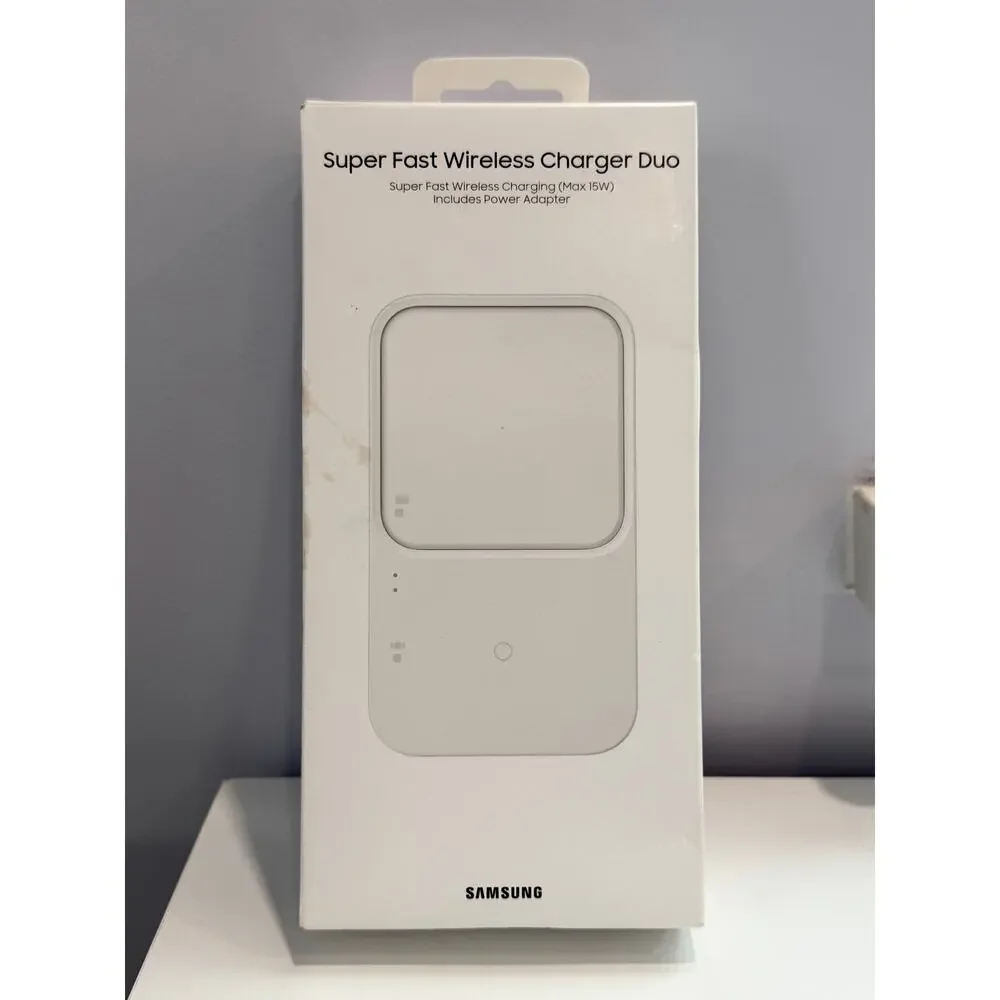 Samsung 15W Super Fast Wireless Charger Duo with Travel Adapter, White